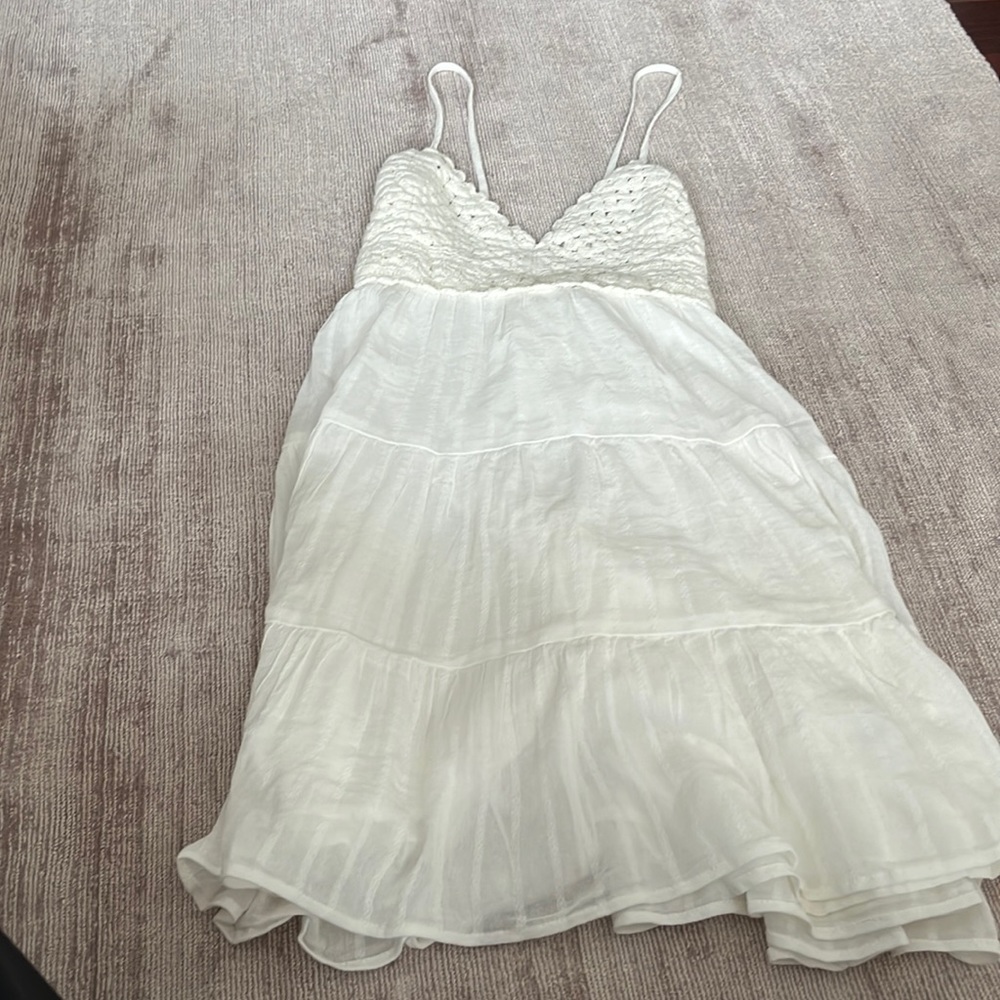 Aerie White Crochet Dress